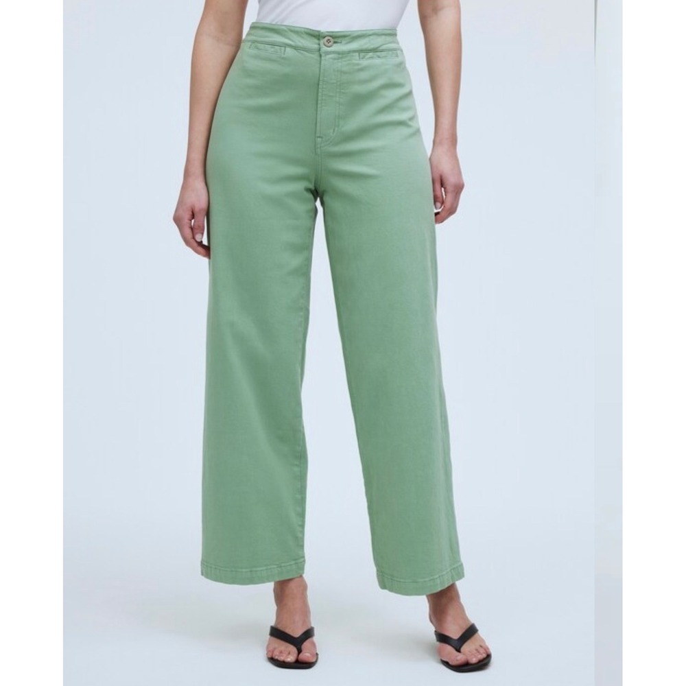 Madewell Curvy Emmett Wide-Leg Pants Sage Green High Rise‎ Size 26 NP142